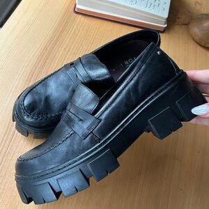 Black chunky loafers